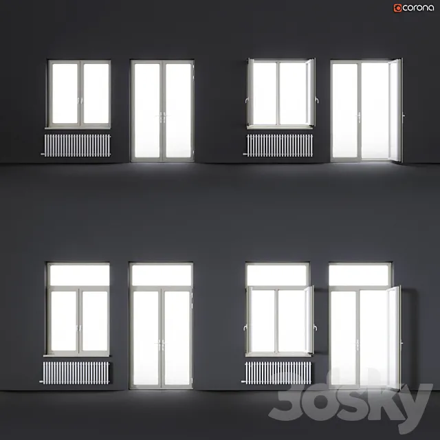 Wood-aluminum windows 3DS Max Model