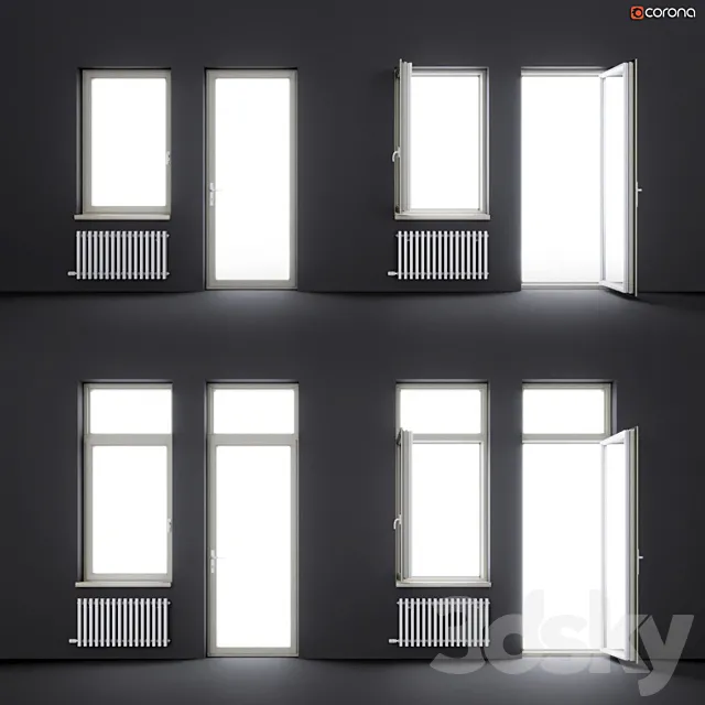 Wood-aluminum windows 3ds Max