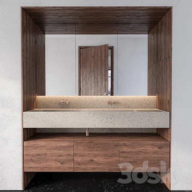 Wood and Concrete Wash Basin 3ds Max