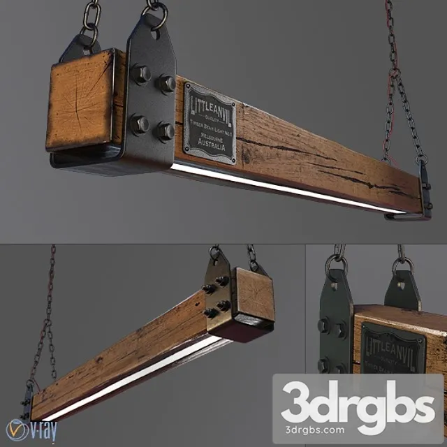 Wood beam led pendant light no.1 3dsmax Download