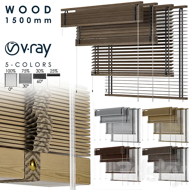 Wood Blind 1500mm-Vray 3ds Max