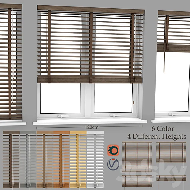 Wood Blinds Venetian 2 (120cm) 3DS Max Model