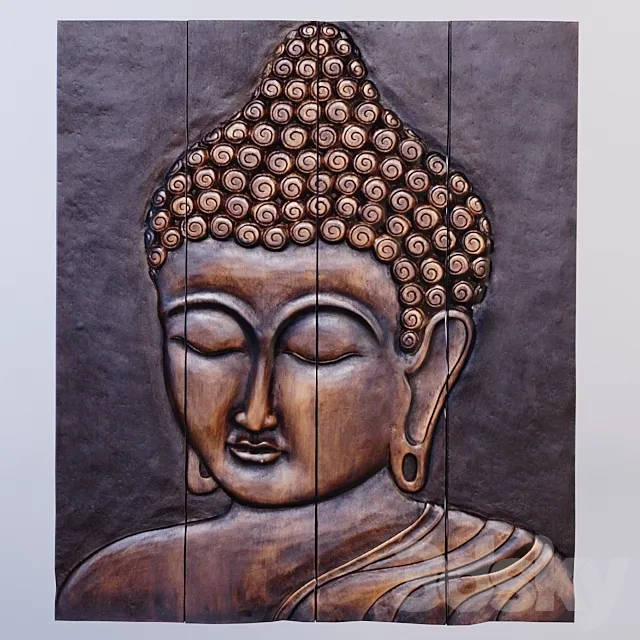 Wood Buddha Face Wall Decor 3DSMax File