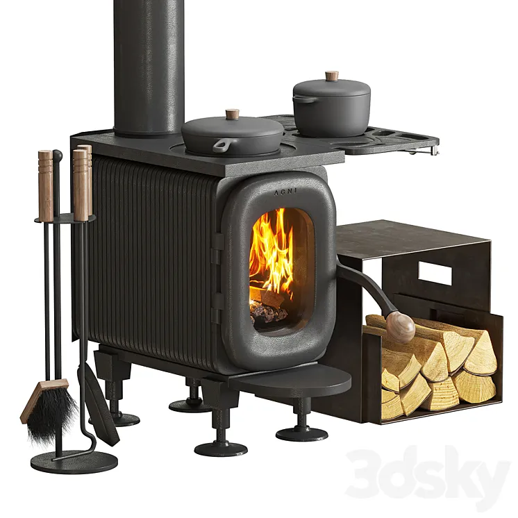 Wood burning stove AGNI 3DS Max