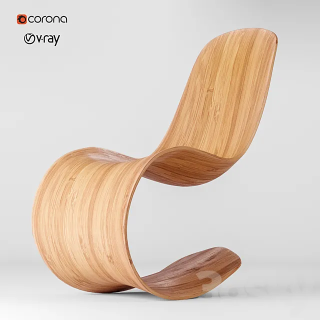 Wood curved chair 3DSMax File