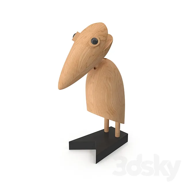Wood Figurine Marabou 3DSMax File