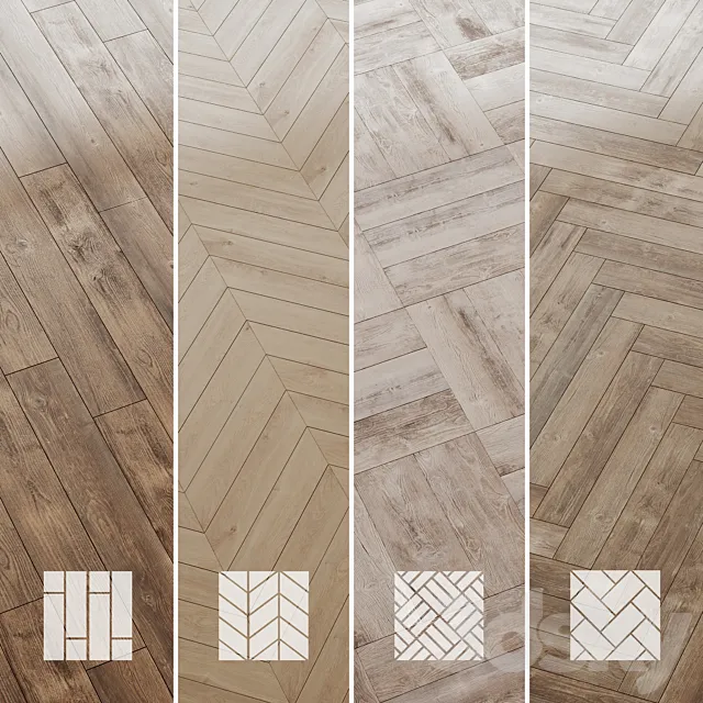 Wood floor Pine Oak Set 3 3DSMax File