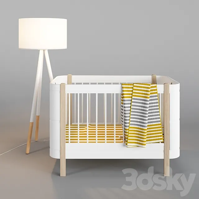 Wood Mini + Basic Bed And Zuiver Highland Floor Lamp 3ds Max