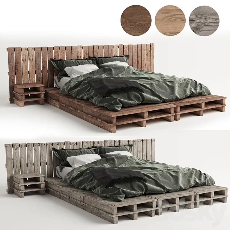 Wood pallet bed 3DS Max