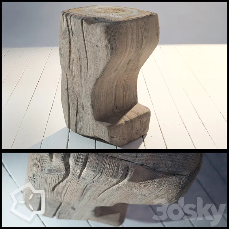 Wood pouf by me 3DS Max