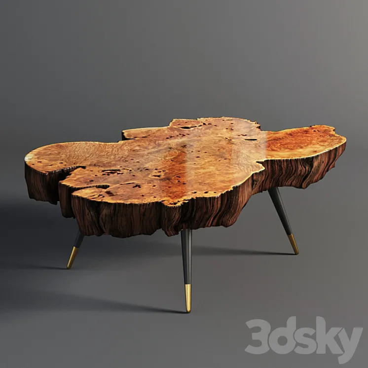 Wood slab coffee table 3DS Max