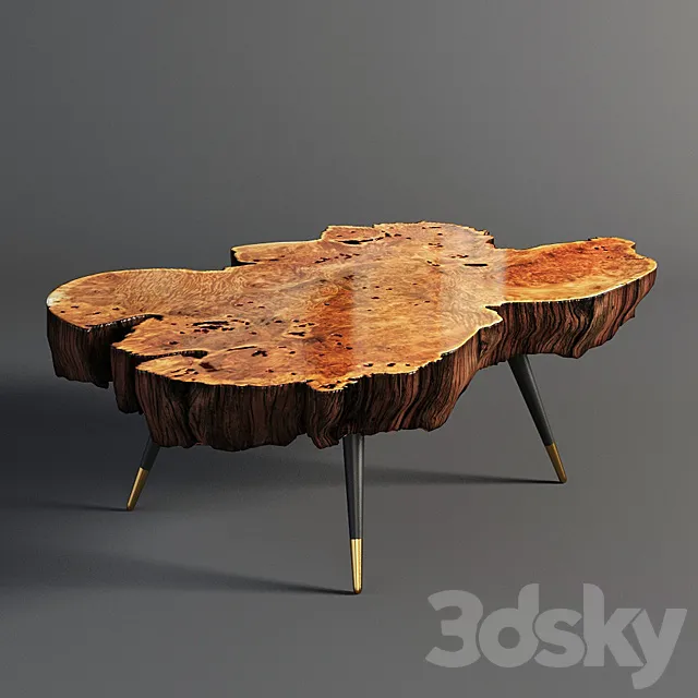 Wood slab coffee table 3DSMax File
