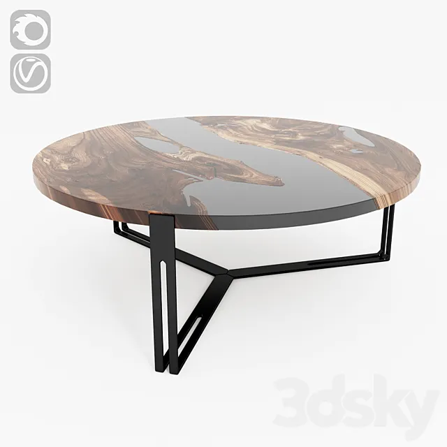 Wood slab table 3ds Max