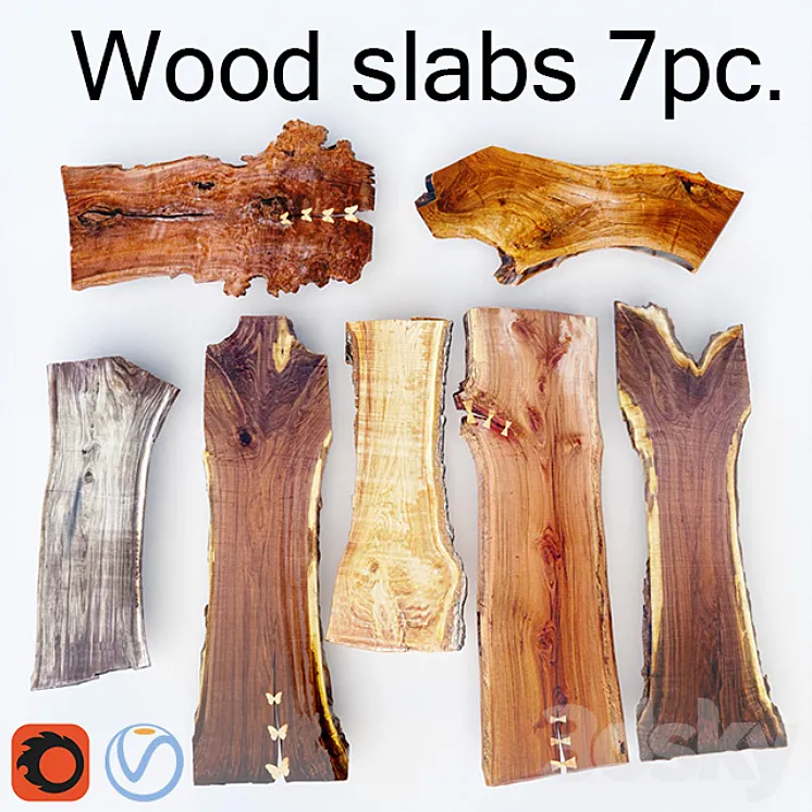 Wood Slab | Wooden slab 7pcs 3DS Max