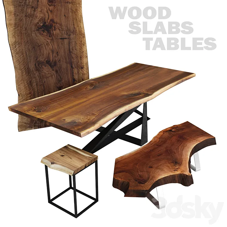 Wood slabs tables 3DS Max