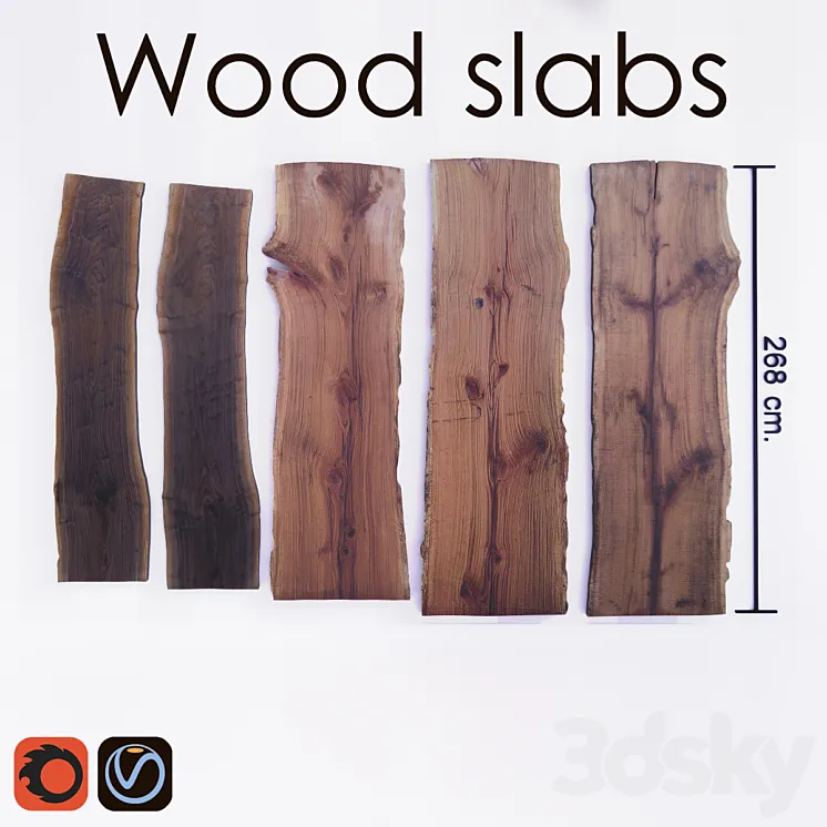 Wood slabs tables 3DS Max