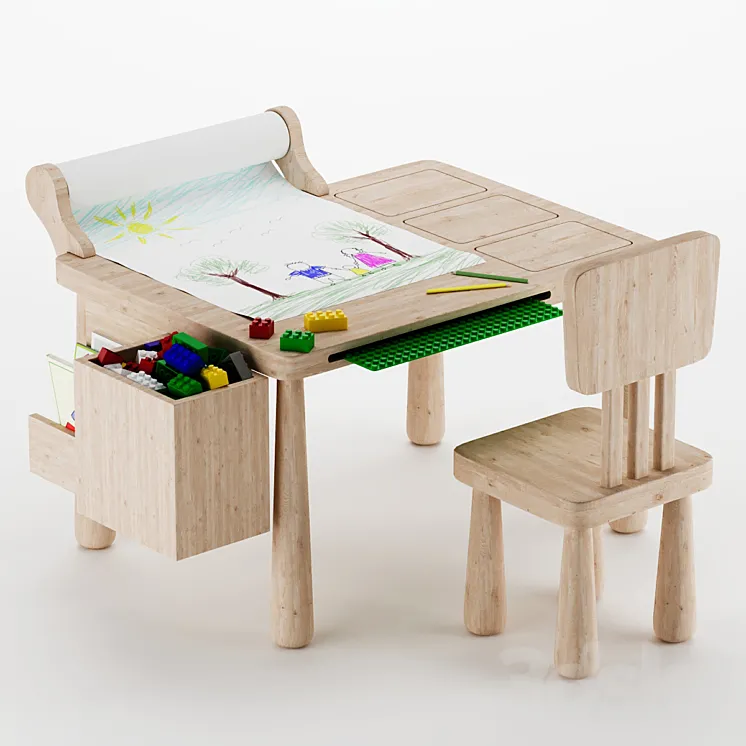Wood & Tidy Activity Table 3DS Max