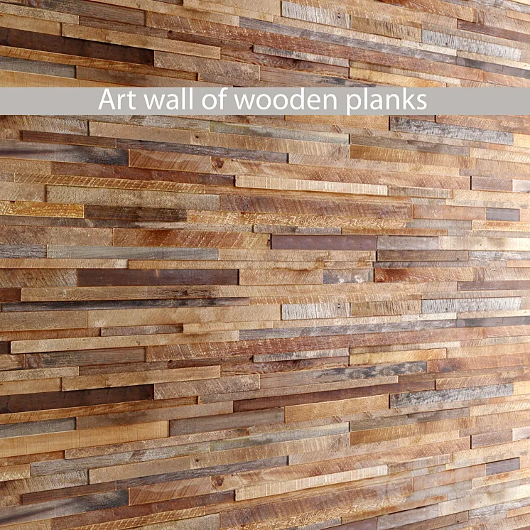wood wall art wall decor wood panel slats boards wood mosaic 3DS Max