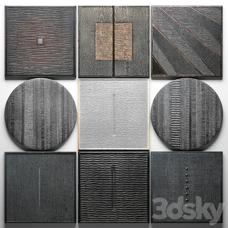 Wood Wall Sculpture wall decor a set of paintings luxury panels loft black painting eco design natural decor wooden interior stylish carving 3DS Max