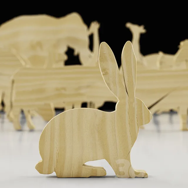 WOODEN ANIMALS 3ds Max