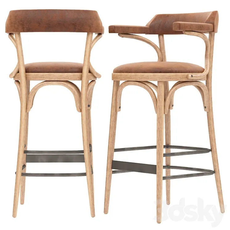Wooden barstool 3DS Max