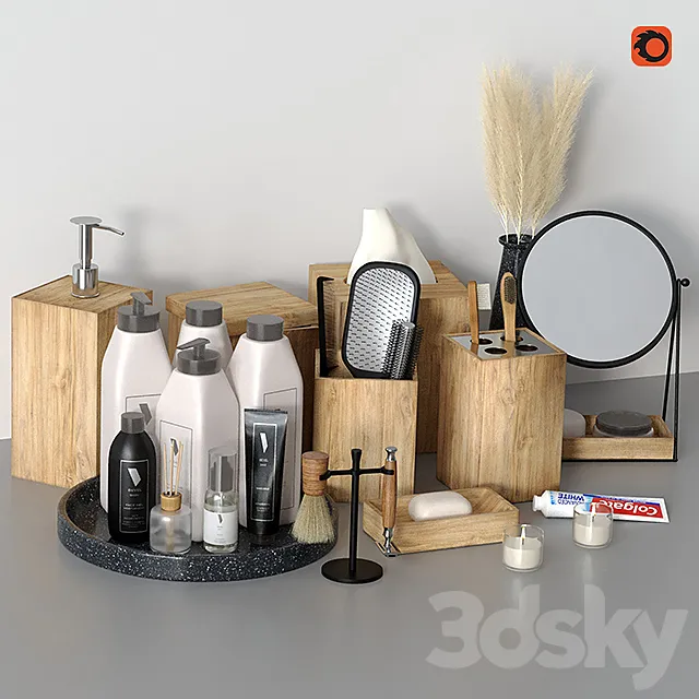 Wooden Bath Accessories 3ds Max