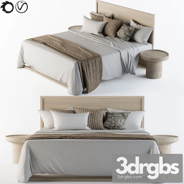 Wooden bed set white and brown 2 3dsmax Download