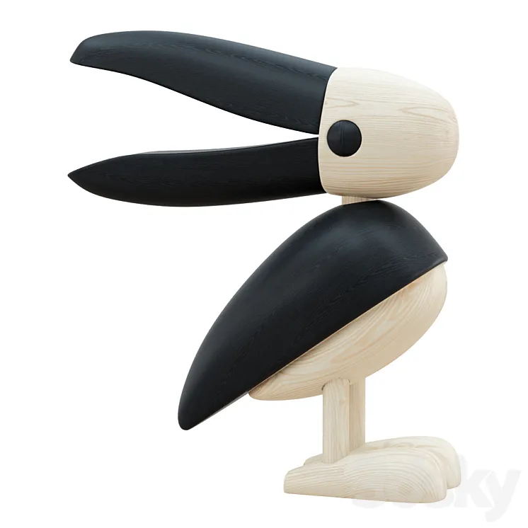 Wooden Bird Figurine 3DS Max Model