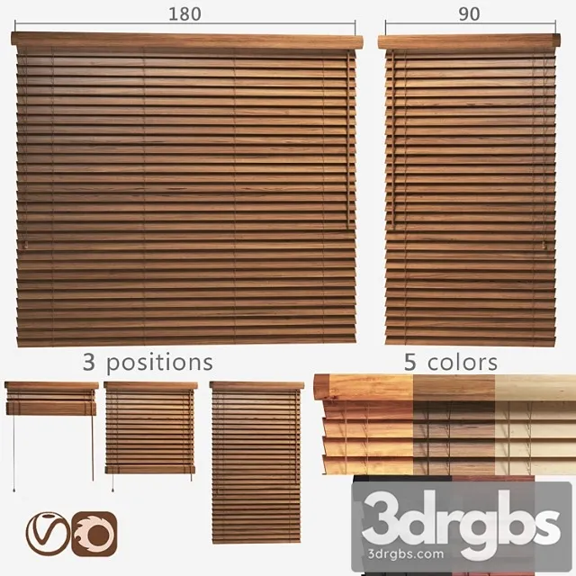 Wooden blinds 50mm 2 options of width 90 and 180cm 3dsmax Download