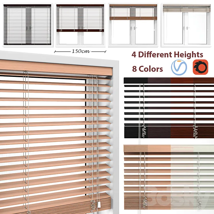 Wooden Blinds And Windows 3DS Max