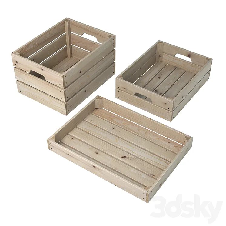 Wooden boxes (3 pcs.) 3DS Max