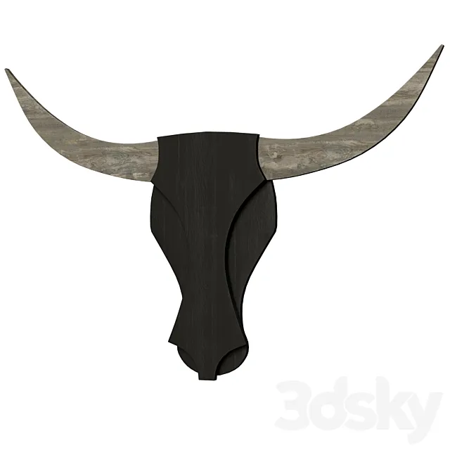 Wooden bull head (wall decor) 3DSMax File