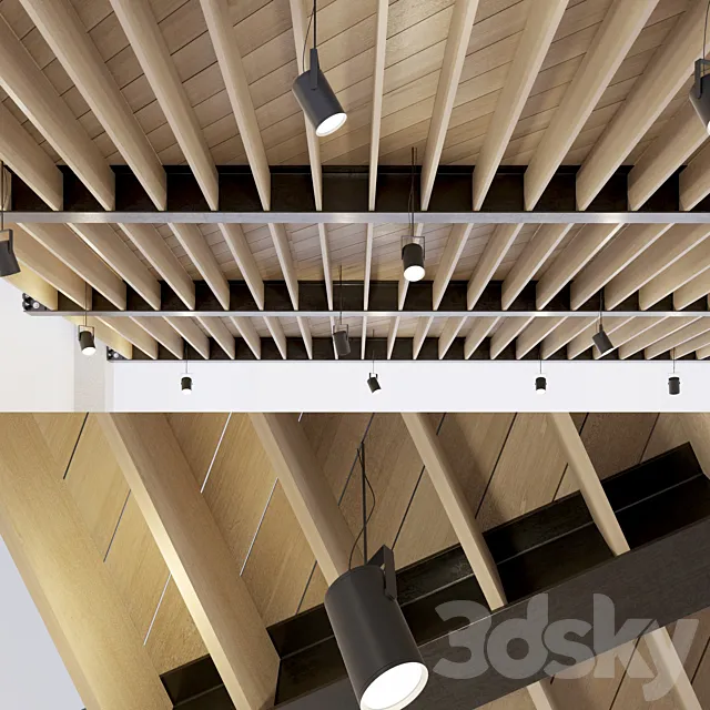 Wooden ceiling on metal beams. 24 3ds Max