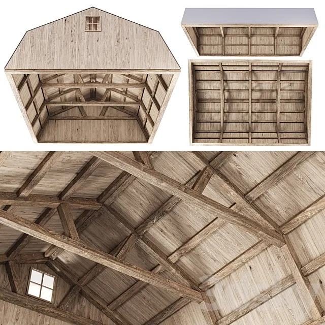 Wooden Ceiling V15 _ Wooden Ceiling with Beams 3dsMax Model