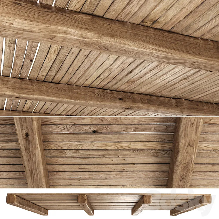 Wooden Ceiling V4 \/ Straight wooden ceiling 3DS Max Model