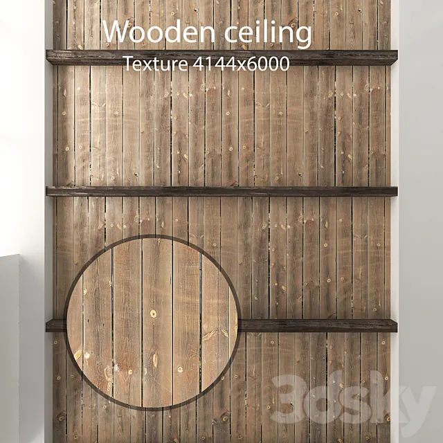 Wooden ceiling with beams 04 3DS Max Model