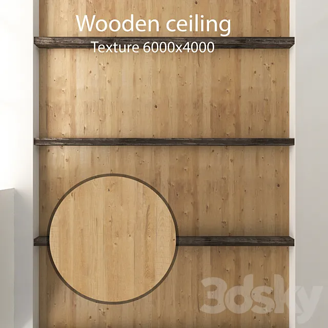 Wooden ceiling with beams 18 3ds Max