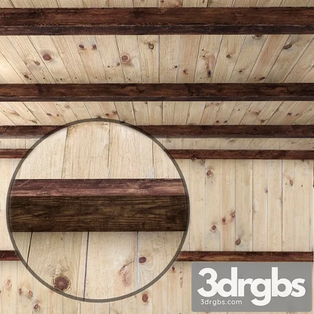 Wooden ceiling with beams. 3dsmax Download
