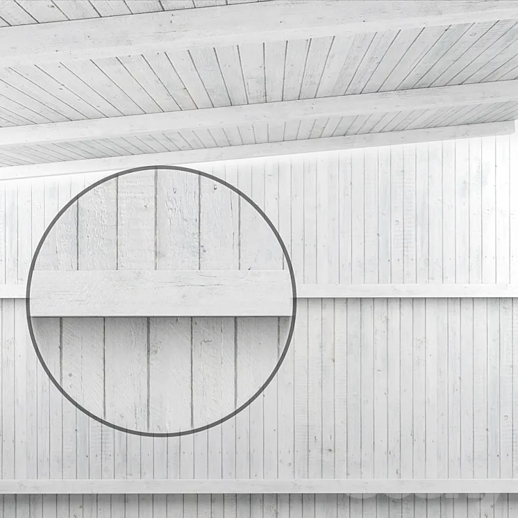 Wooden ceiling with beams (white wood) 3DS Max