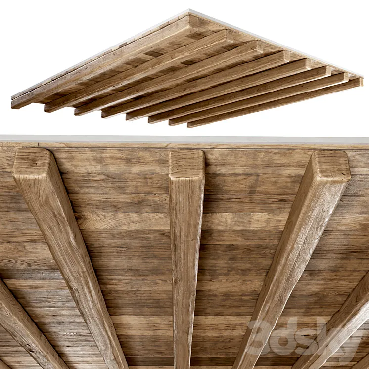 Wooden ceiling \/ Wooden pitched ceiling 3DS Max