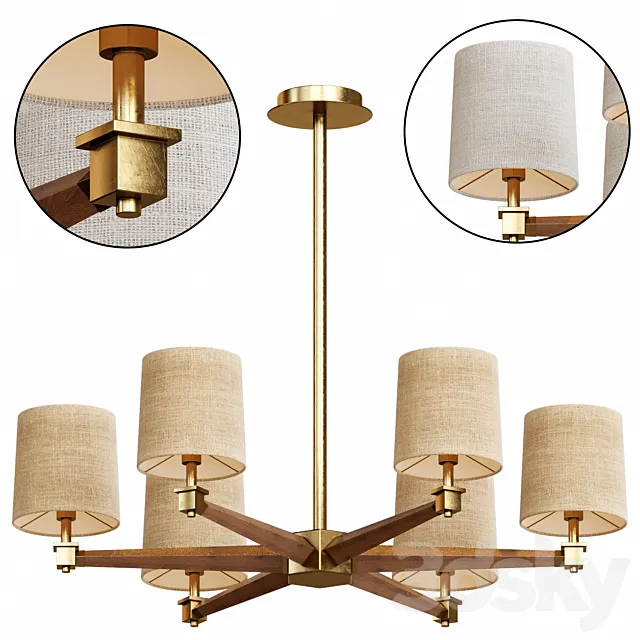 Wooden chandelier Scandinavian style 3ds Max