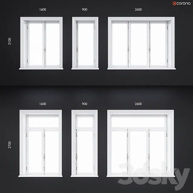 Wooden classical windows 3DS Max Model