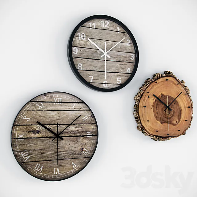 wooden clock 3DS Max Model