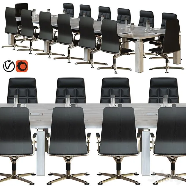 Wooden conference table 3dsMax Model