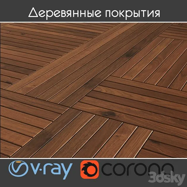 Wooden cover Quadrone from Listone Giordano 3dsMax Model