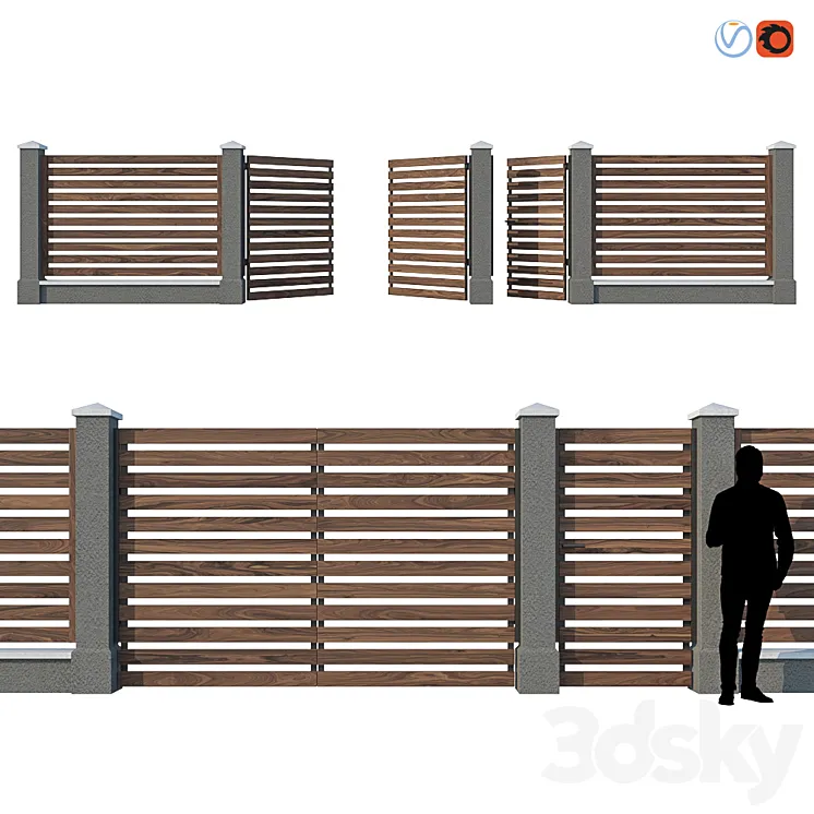 Wooden Fence V 3DS Max