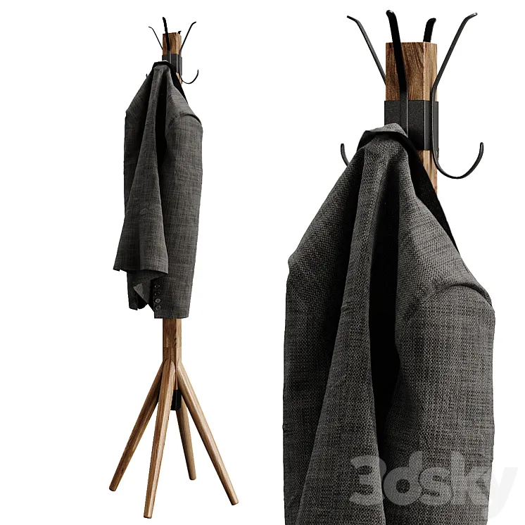 Wooden floor hanger jacket clothes hallway 3DS Max