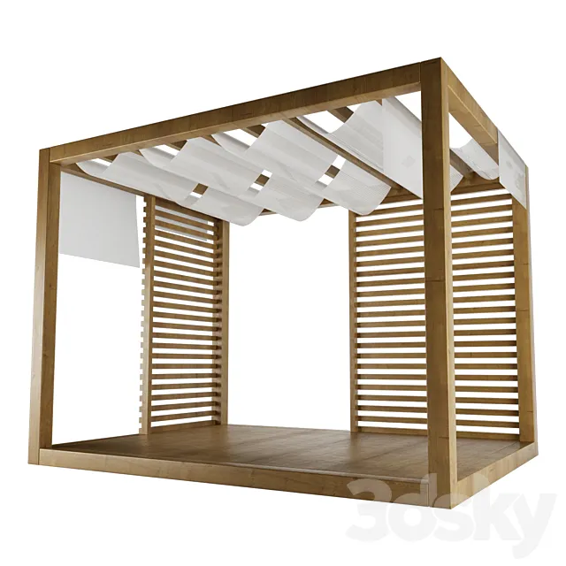 Wooden gazebo 001 3ds Max