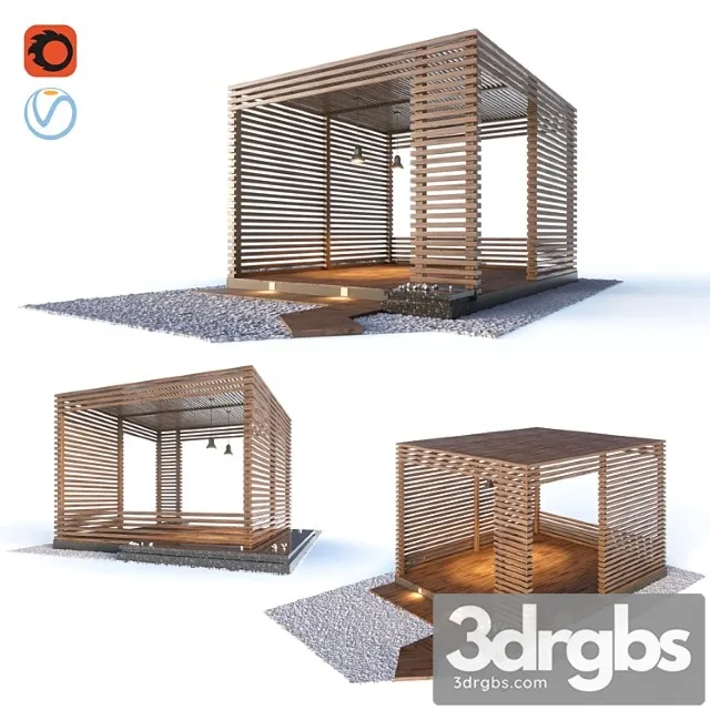 Wooden Gazebo In The Loft Style 3dsmax Download