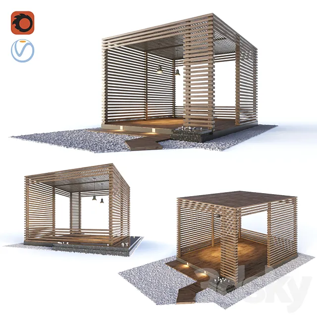 Wooden gazebo in the loft style 3ds Max